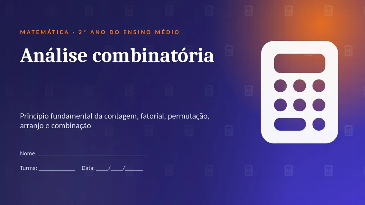 Capa da apresentação Análise combinatória