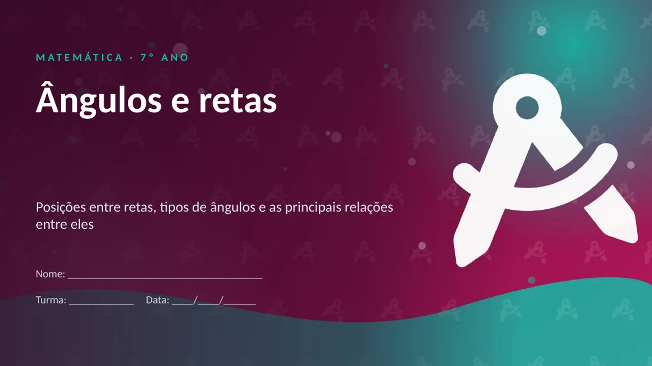 Capa da apresentação Ângulos e retas