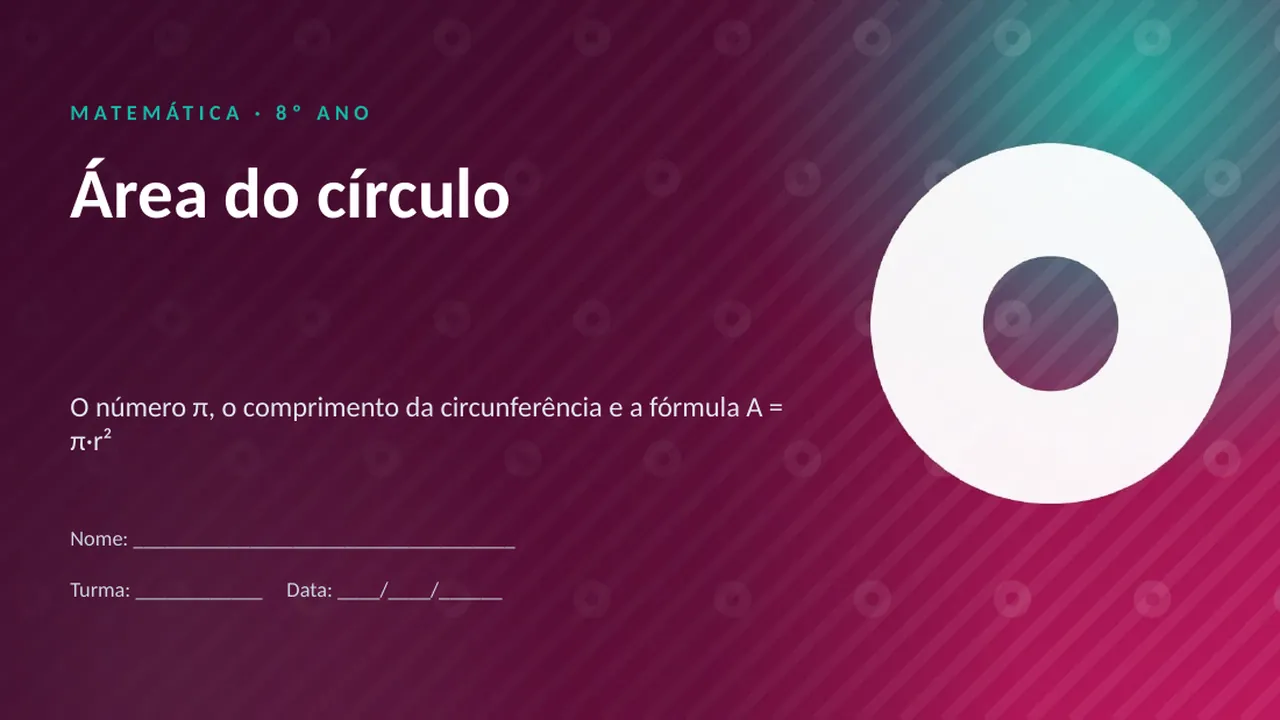 Capa da apresentação Área do círculo