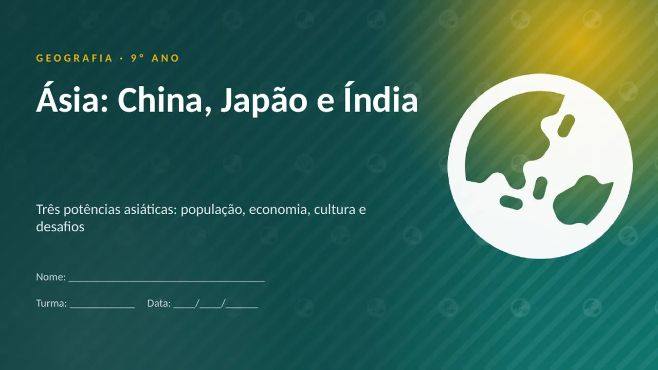 Capa da apresentação Ásia: China, Japão e Índia