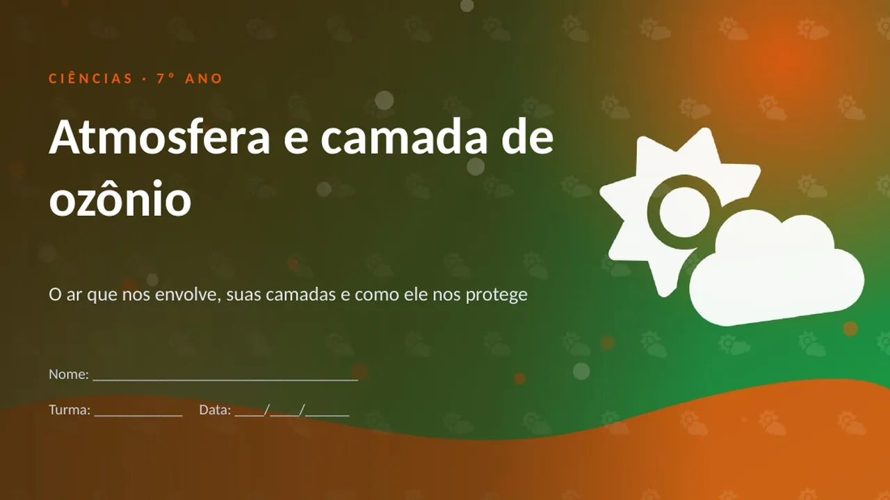 Capa da apresentação Atmosfera e camada de ozônio