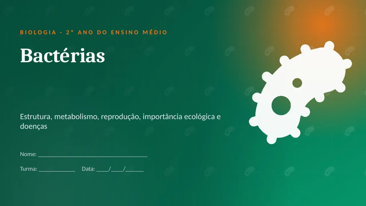 Capa da apresentação Bactérias