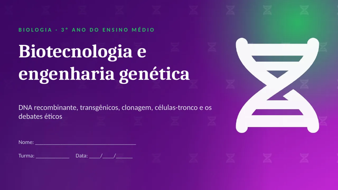 Capa da apresentação Biotecnologia e engenharia genética