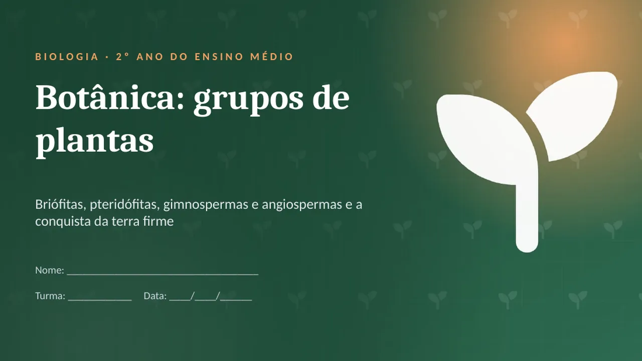 Capa da apresentação Botânica: grupos de plantas