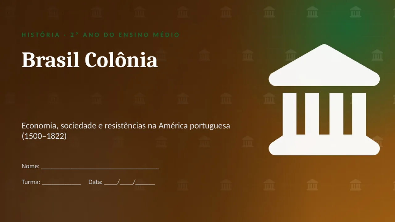 Capa da apresentação Brasil Colônia