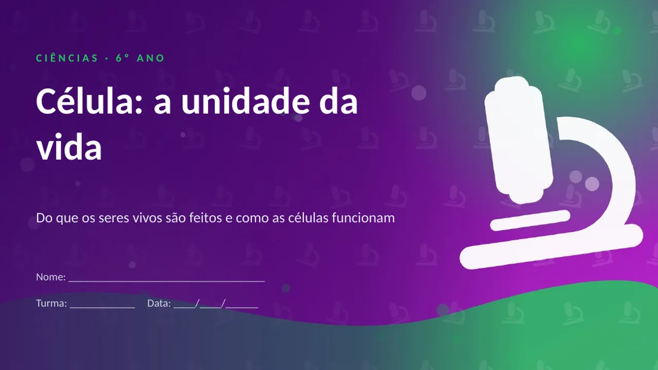 Capa da apresentação Célula: a unidade da vida