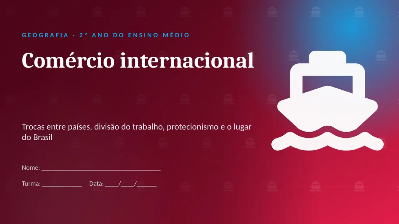Capa da apresentação Comércio internacional