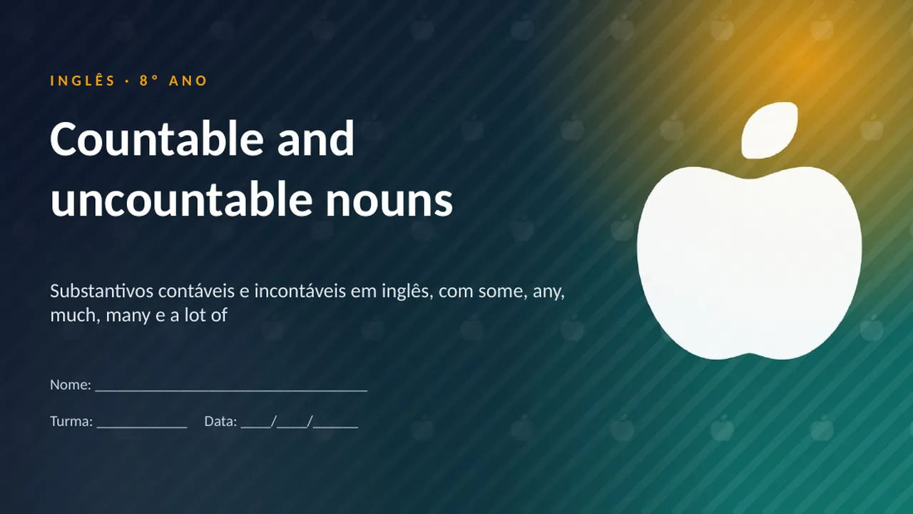 Capa da apresentação Countable and uncountable nouns