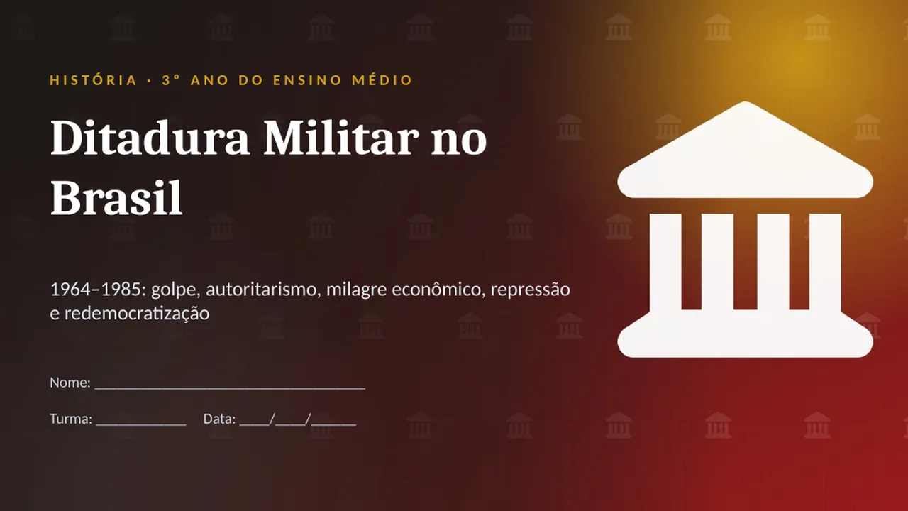 Capa da apresentação Ditadura Militar no Brasil