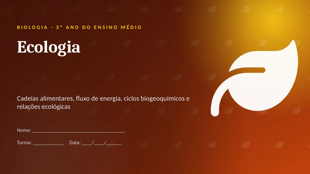 Capa da apresentação Ecologia