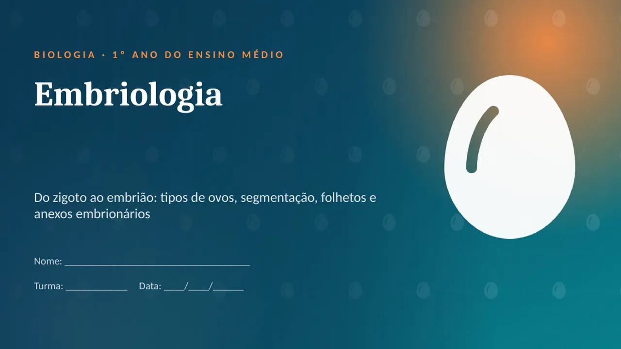 Capa da apresentação Embriologia