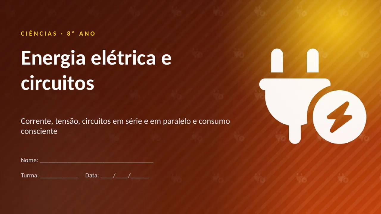 Capa da apresentação Energia elétrica e circuitos