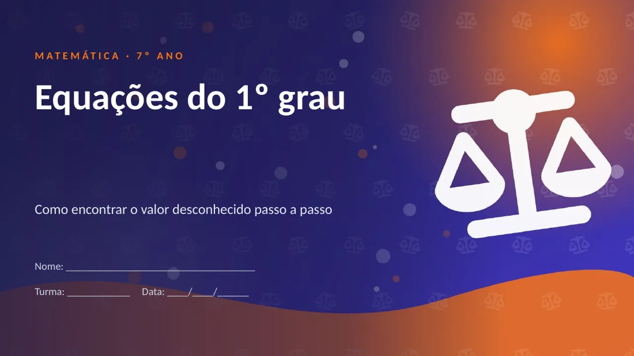 Capa da apresentação Equações do 1º grau