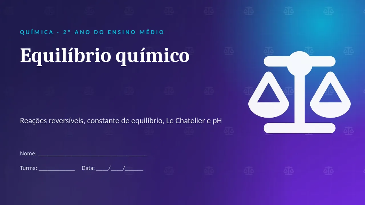 Capa da apresentação Equilíbrio químico