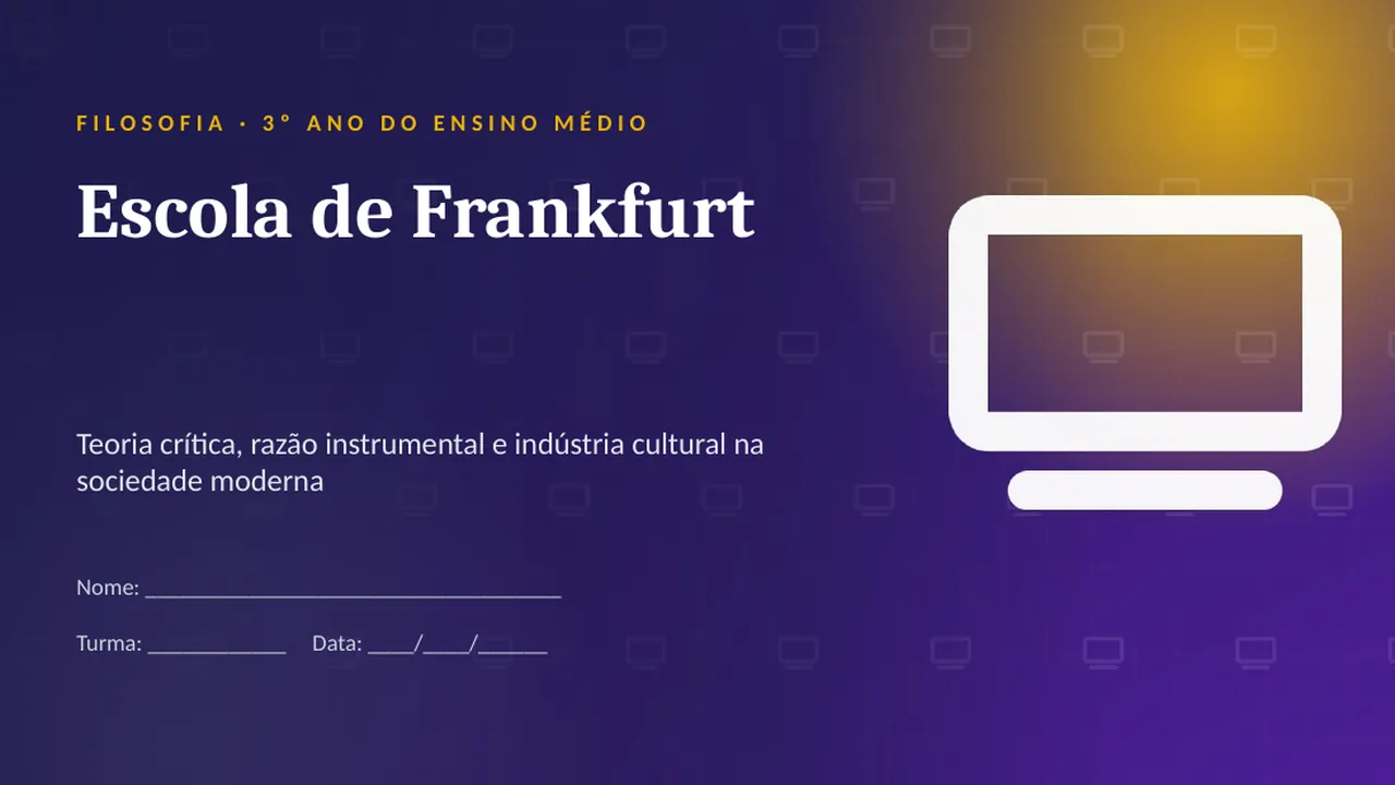 Capa da apresentação Escola de Frankfurt