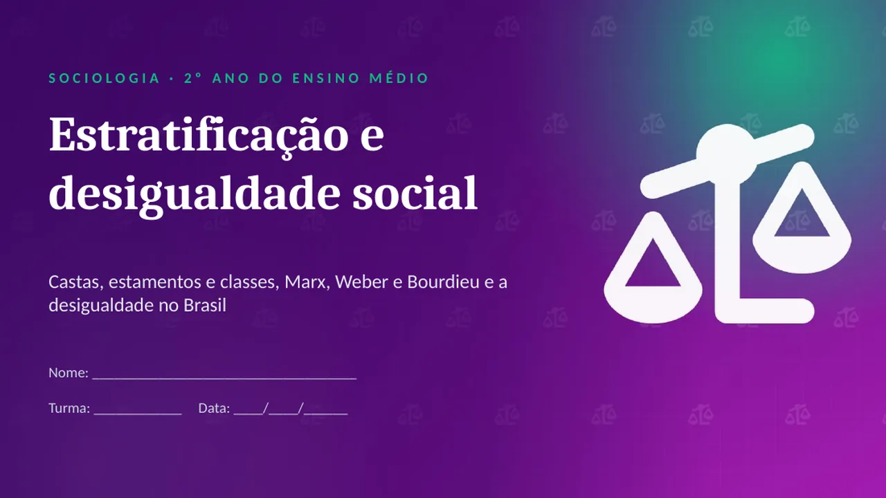 Capa da apresentação Estratificação e desigualdade social