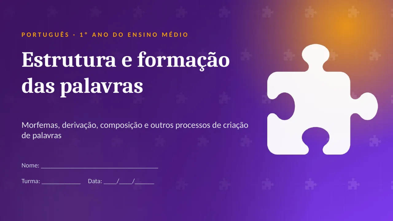 Capa da apresentação Estrutura e formação das palavras