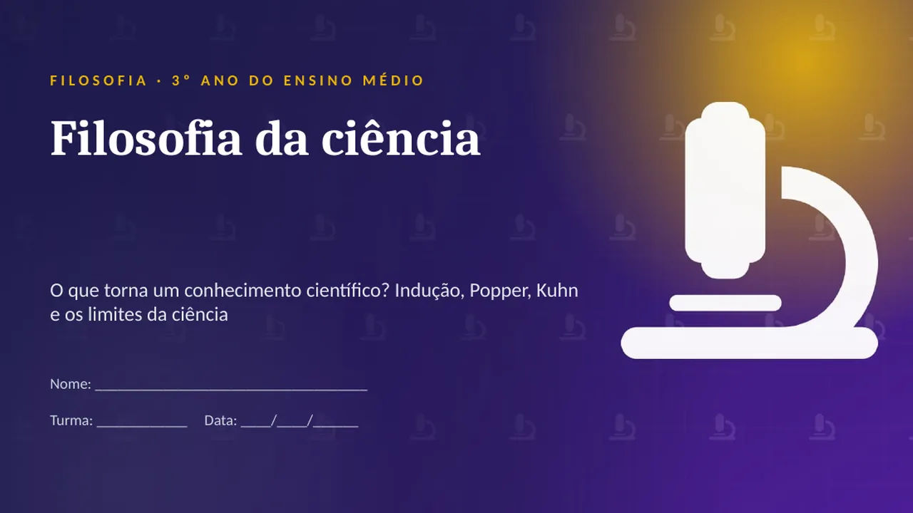 Capa da apresentação Filosofia da ciência