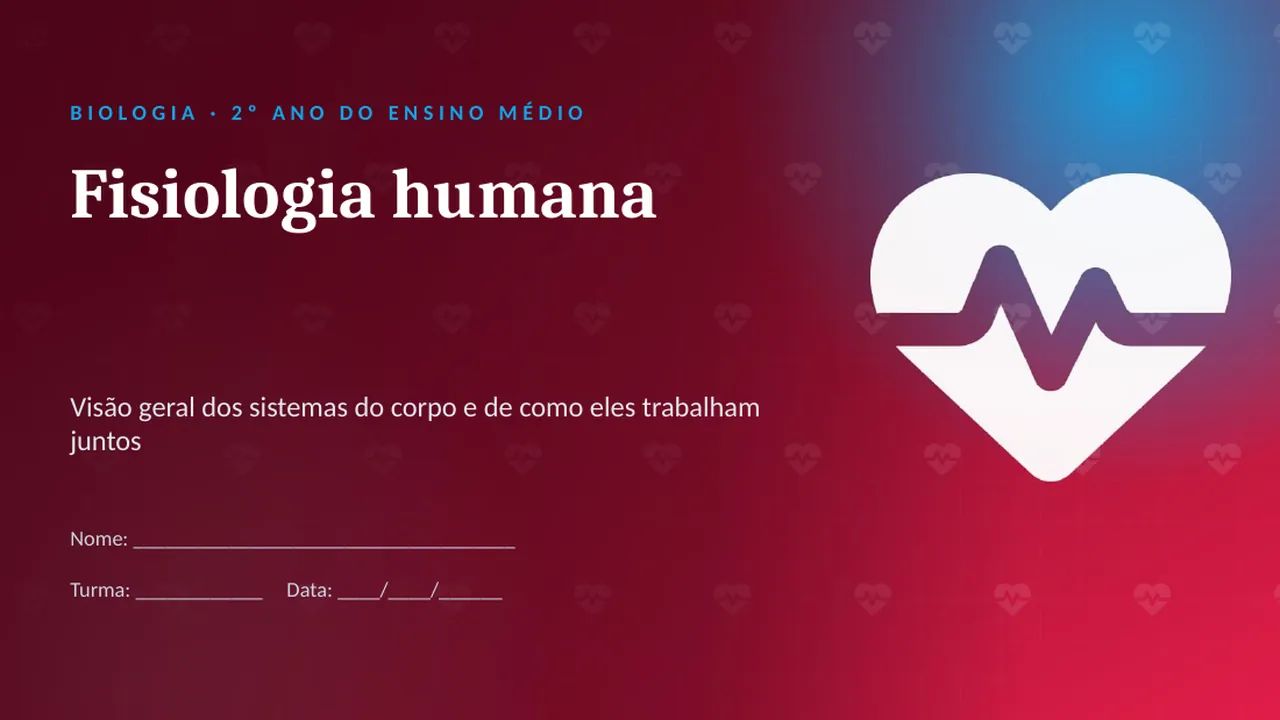 Capa da apresentação Fisiologia humana