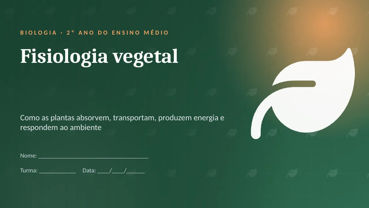Capa da apresentação Fisiologia vegetal