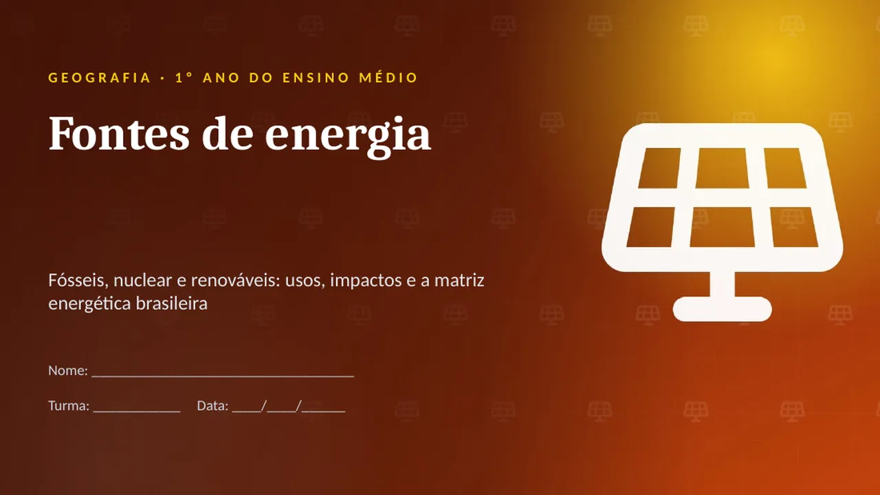 Capa da apresentação Fontes de energia