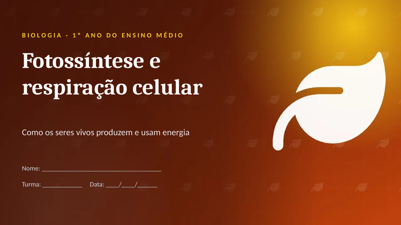 Capa da apresentação Fotossíntese e respiração celular