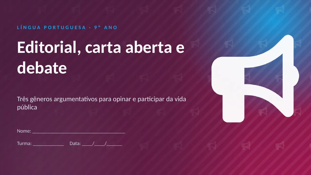 Capa da apresentação Editorial, carta aberta e debate