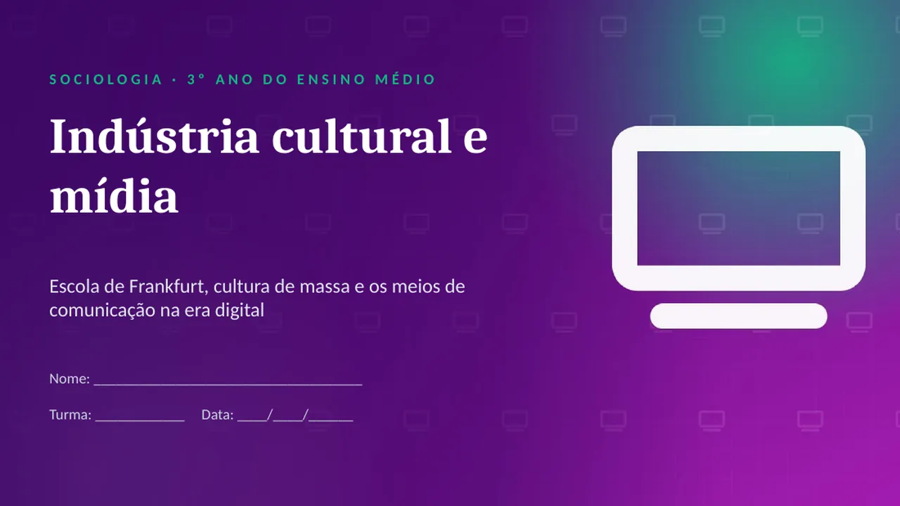 Capa da apresentação Indústria cultural e mídia