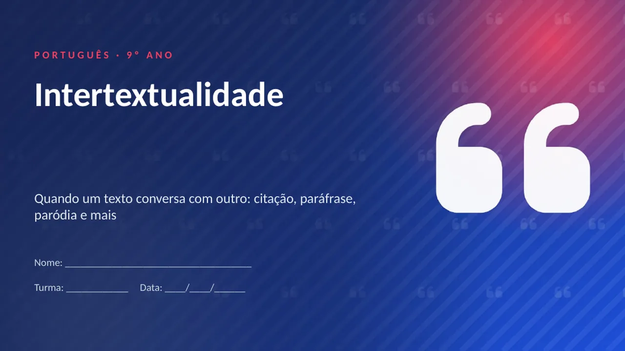 Capa da apresentação Intertextualidade