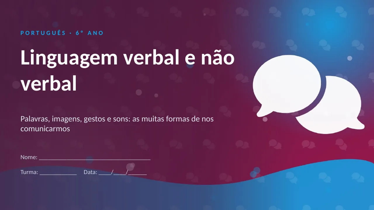 Capa da apresentação Linguagem verbal e não verbal