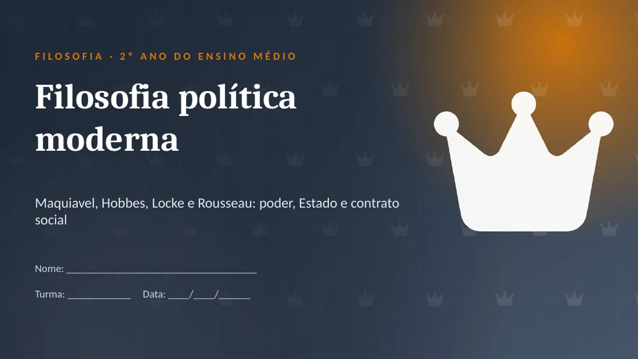 Capa da apresentação Filosofia política moderna