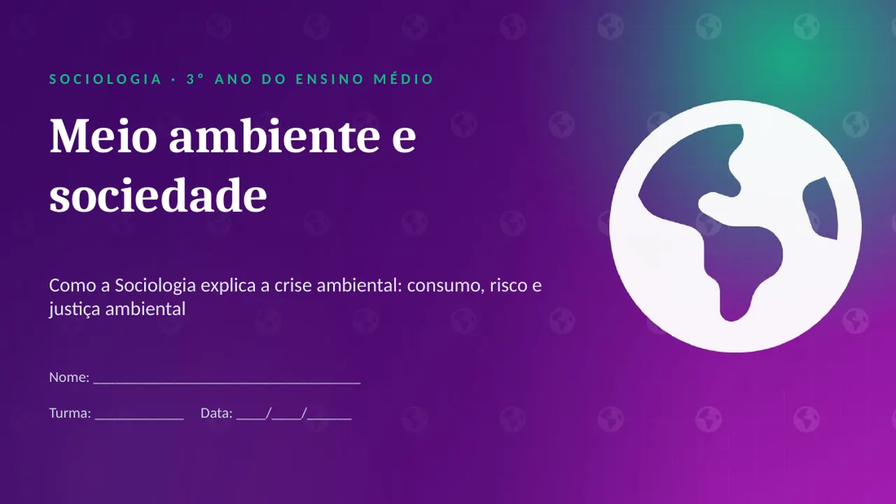 Capa da apresentação Meio ambiente e sociedade