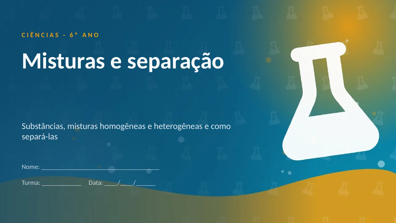 Capa da apresentação Misturas e separação