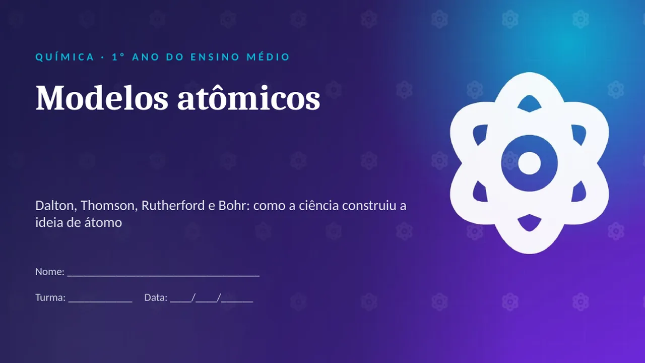 Capa da apresentação Modelos atômicos
