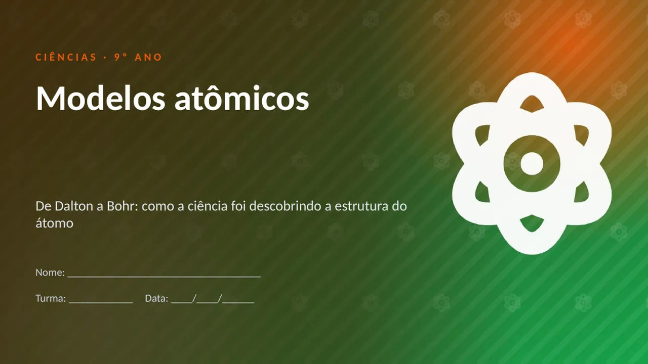 Capa da apresentação Modelos atômicos