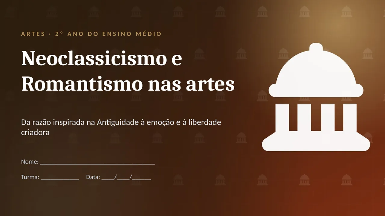 Capa da apresentação Neoclassicismo e Romantismo nas artes