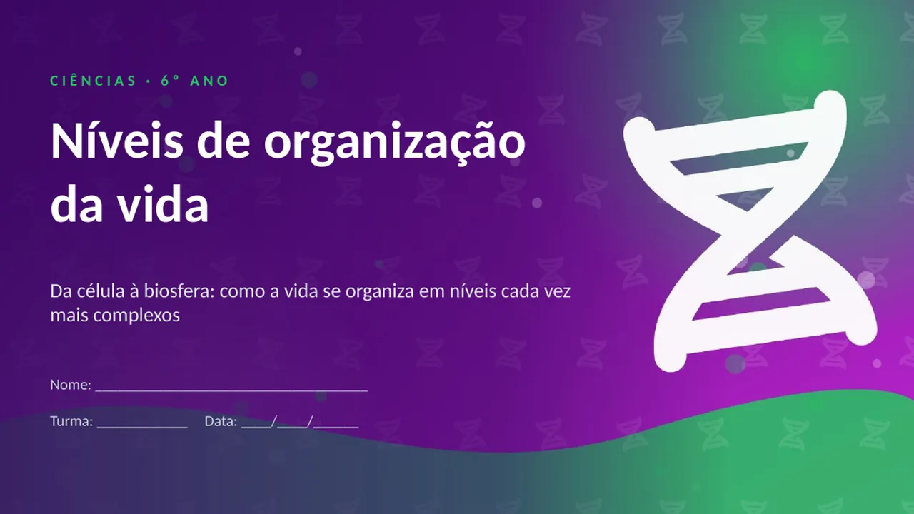 Capa da apresentação Níveis de organização da vida