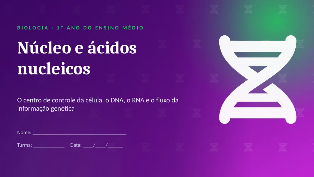 Capa da apresentação Núcleo e ácidos nucleicos