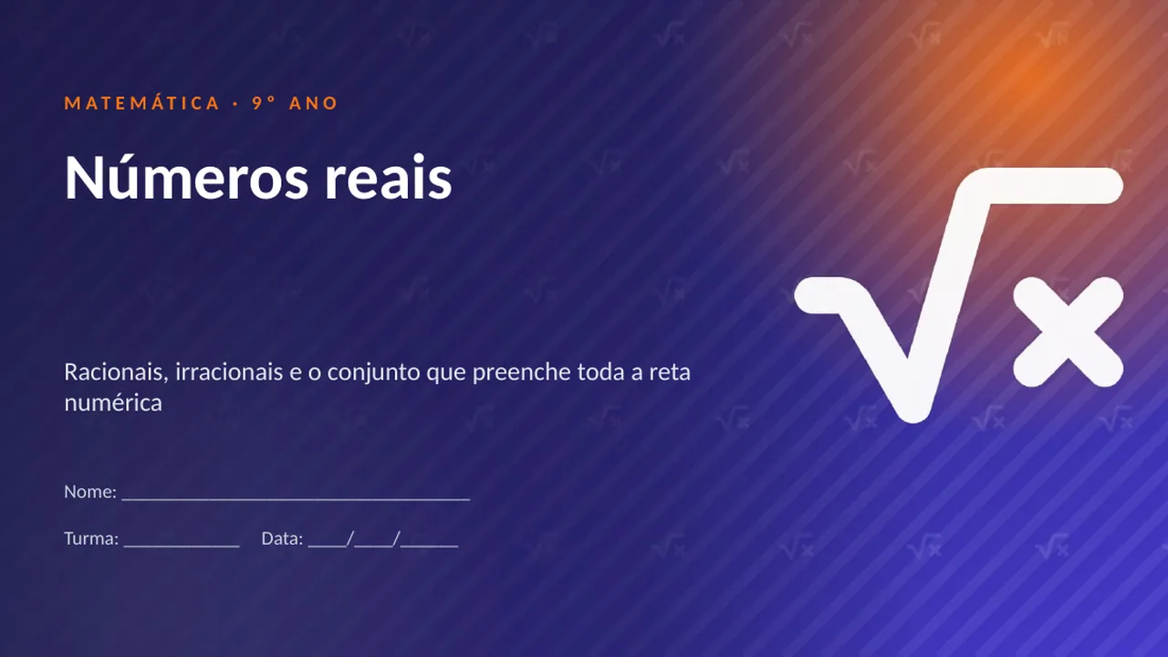 Capa da apresentação Números reais
