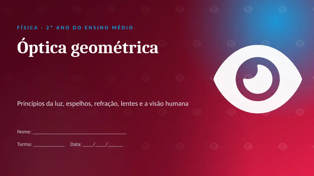 Capa da apresentação Óptica geométrica
