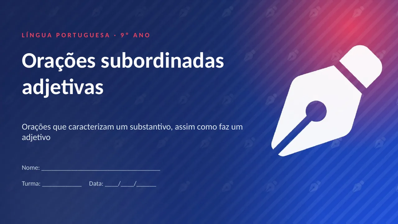 Capa da apresentação Orações subordinadas adjetivas