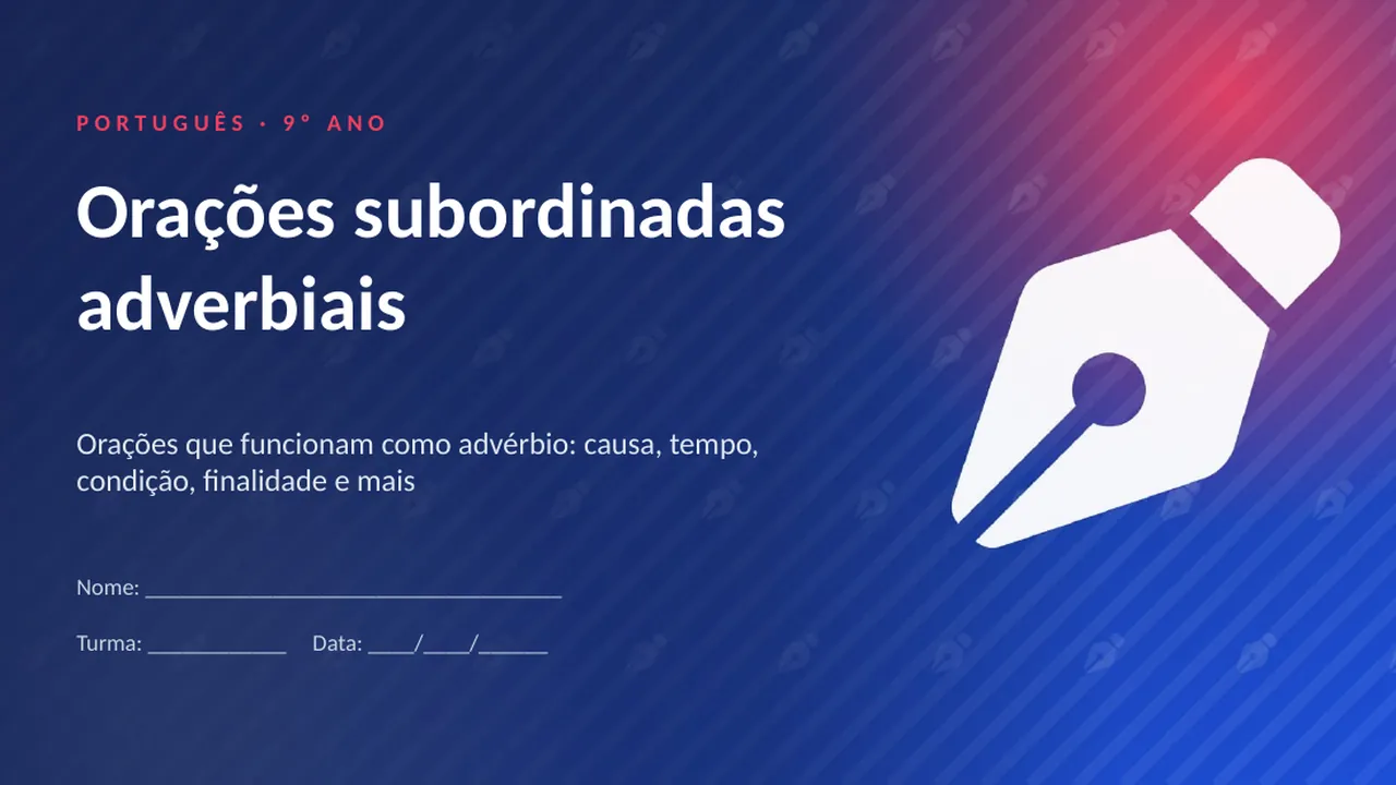Capa da apresentação Orações subordinadas adverbiais