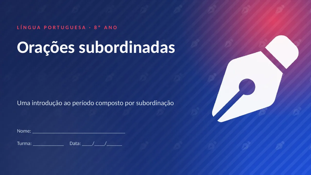 Capa da apresentação Orações subordinadas