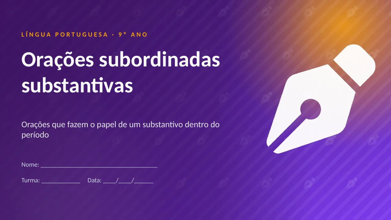 Capa da apresentação Orações subordinadas substantivas