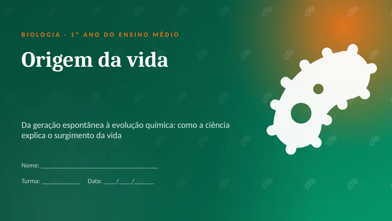 Capa da apresentação Origem da vida