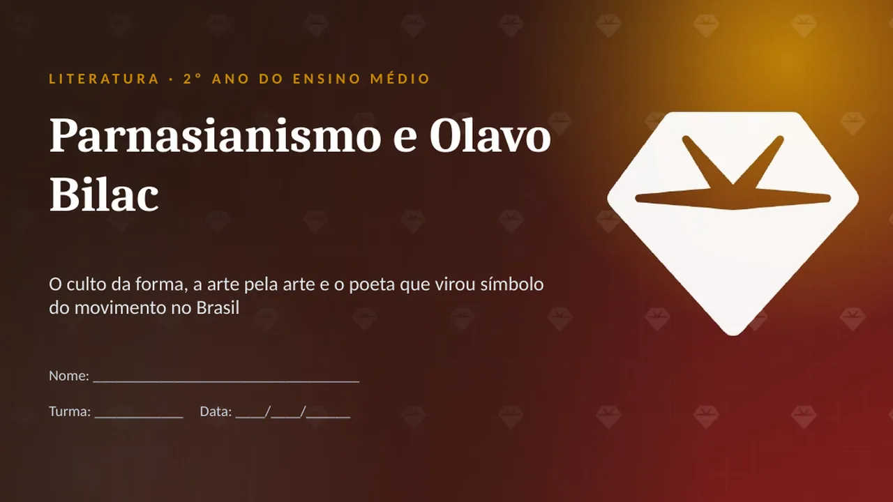 Capa da apresentação Parnasianismo e Olavo Bilac