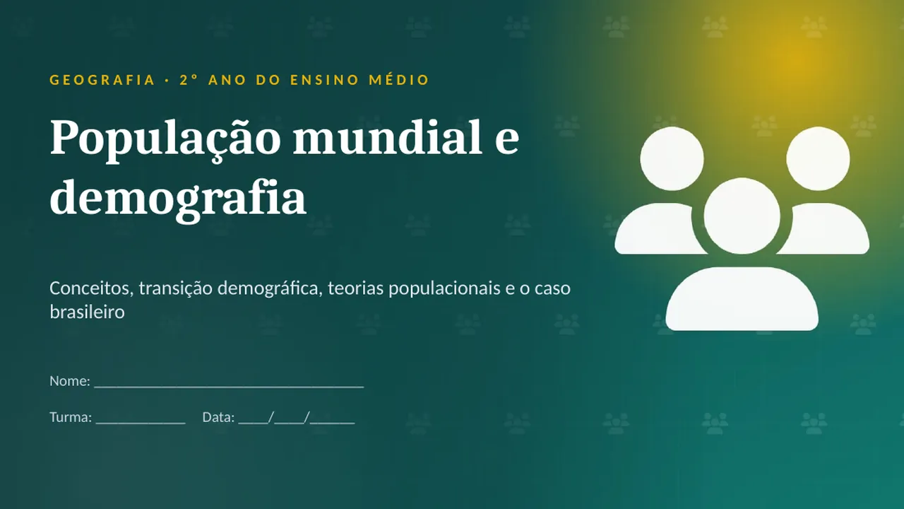 Capa da apresentação População mundial e demografia