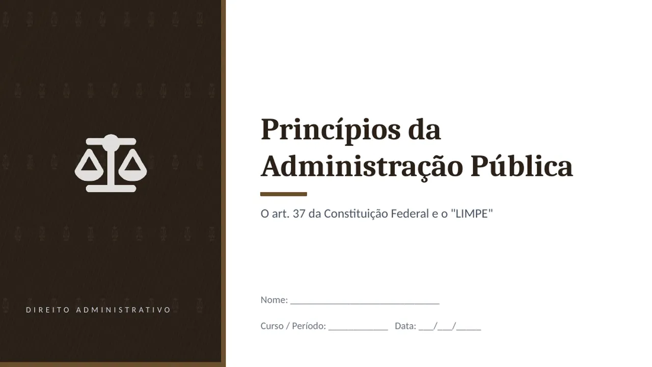 Capa da apresentação Princípios da Administração Pública