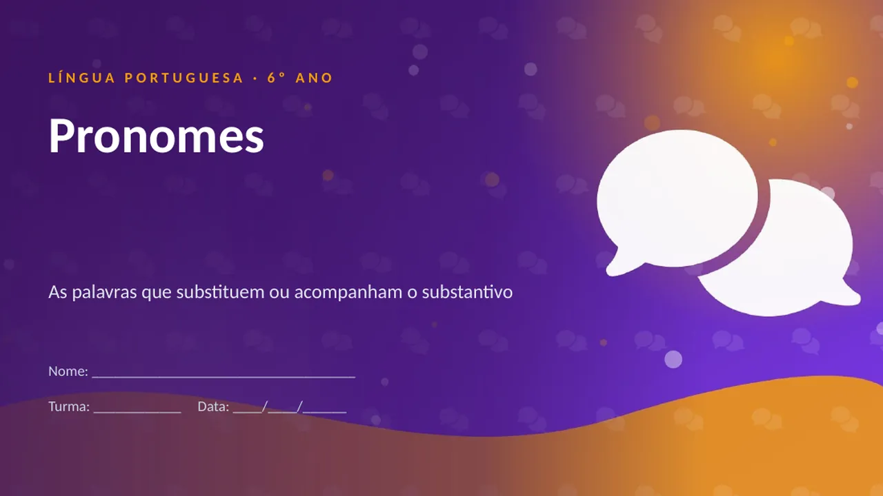 Capa da apresentação Pronomes