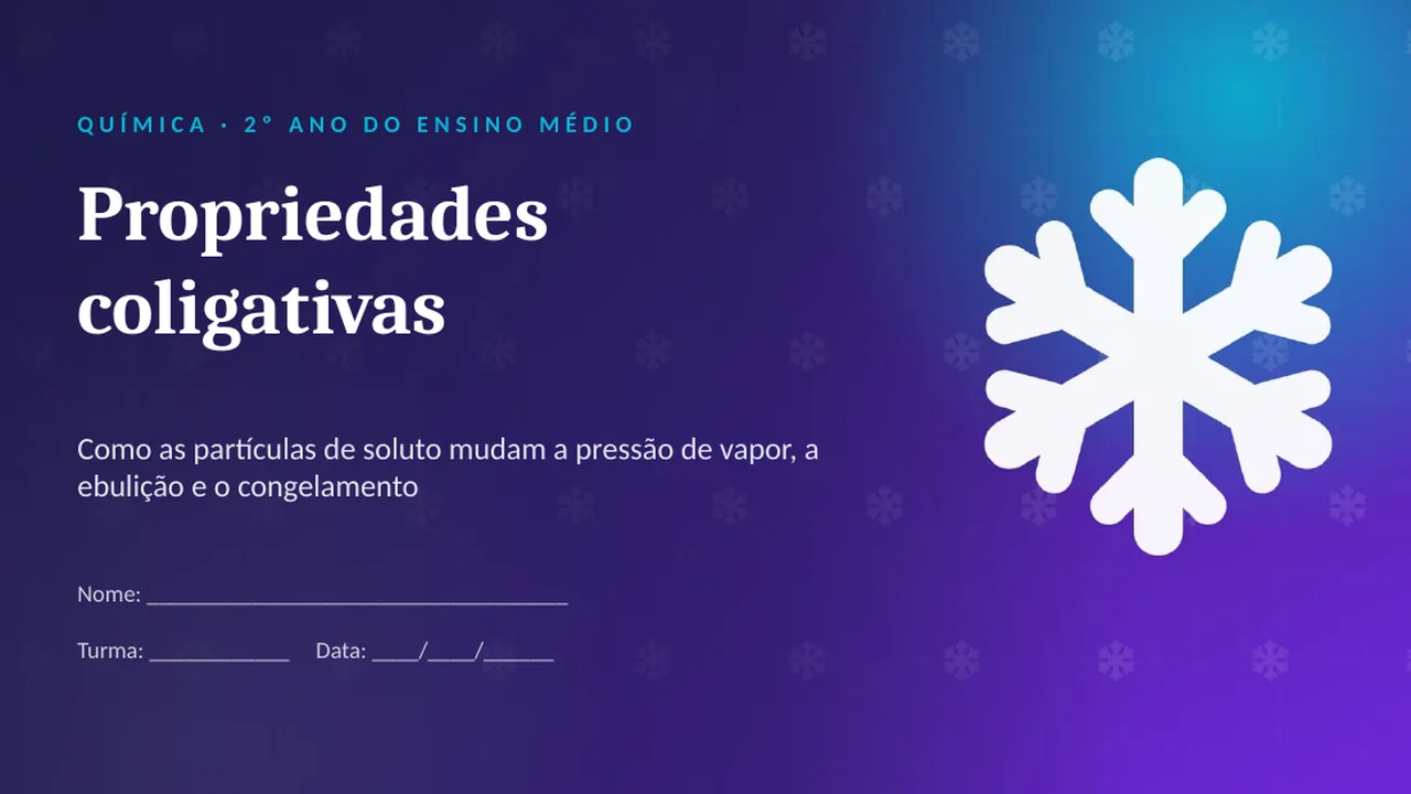 Capa da apresentação Propriedades coligativas